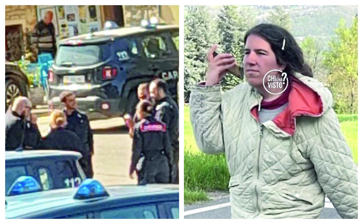 I carabinieri a Montefiorino, a destra Daniela Ruggi in una foto di Chi l'ha visto?