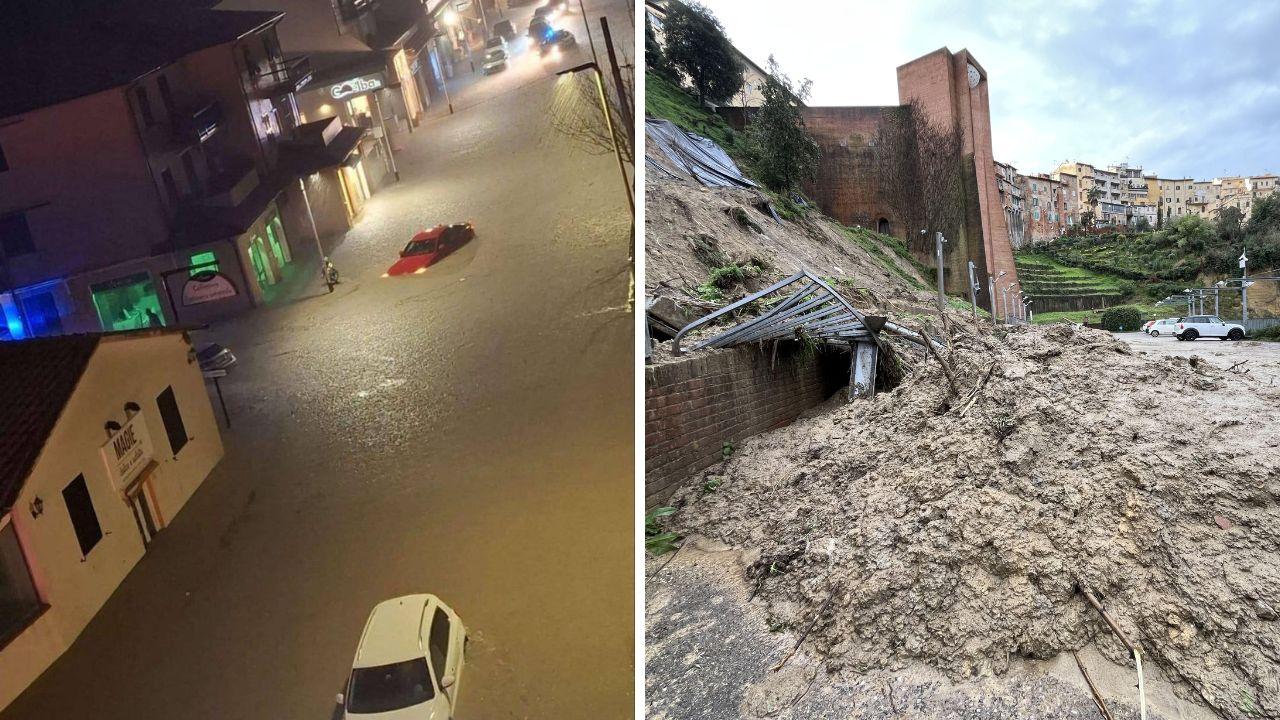 
	Due immagini dell'ultima ondata di maltempo in Toscana

