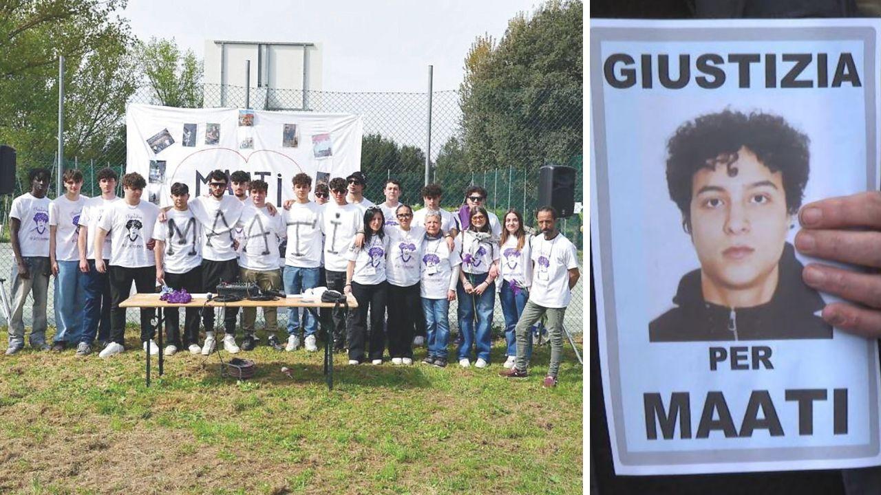 Gli amici di Maati durante l’evento per ricordare il giovane Maati (nella foto a dx) ucciso a Campi Bisenzio per uno scambio di persona