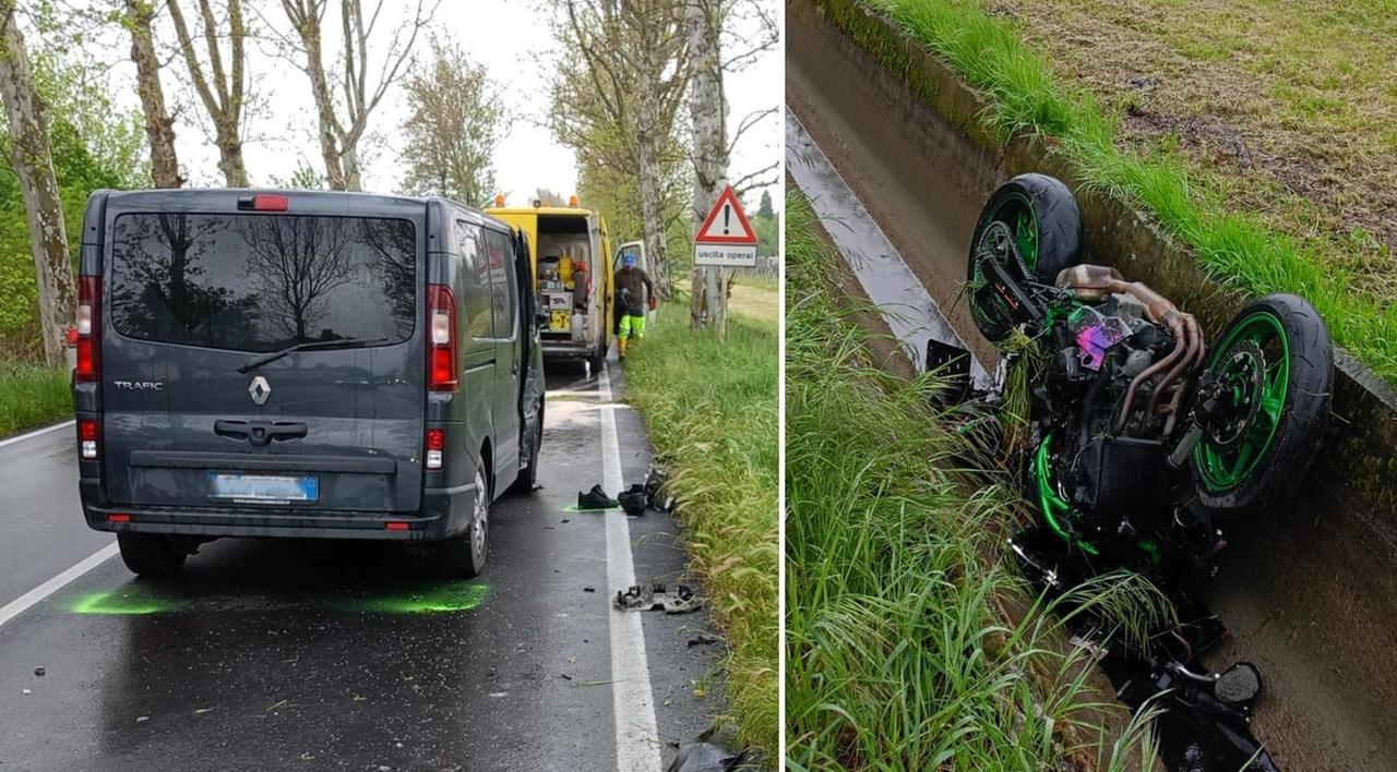 Schianto contro un furgone sulla Romana Sud a Carpi: giovane motociclista gravissimo