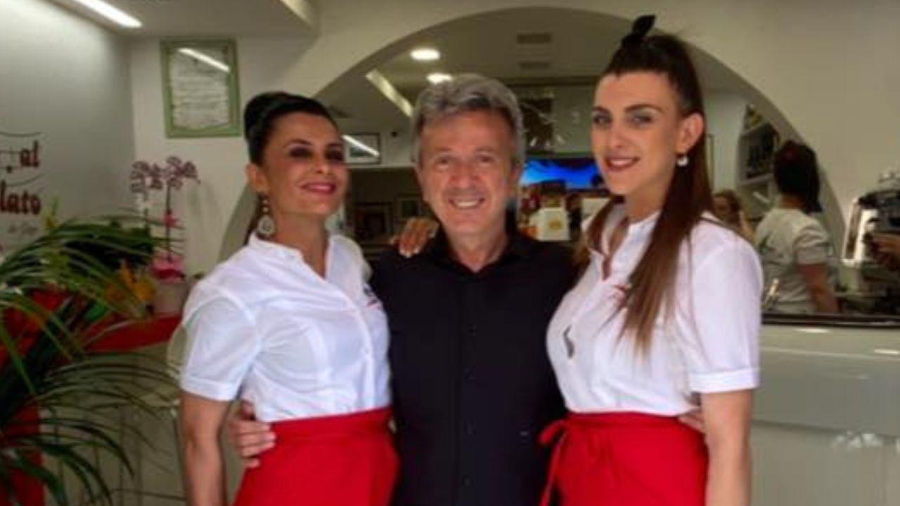 Pupo nella sua gelateria "Gelato al cioccolato" (foto Facebook)