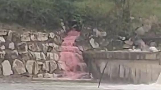 L'acqua si colora di rosso