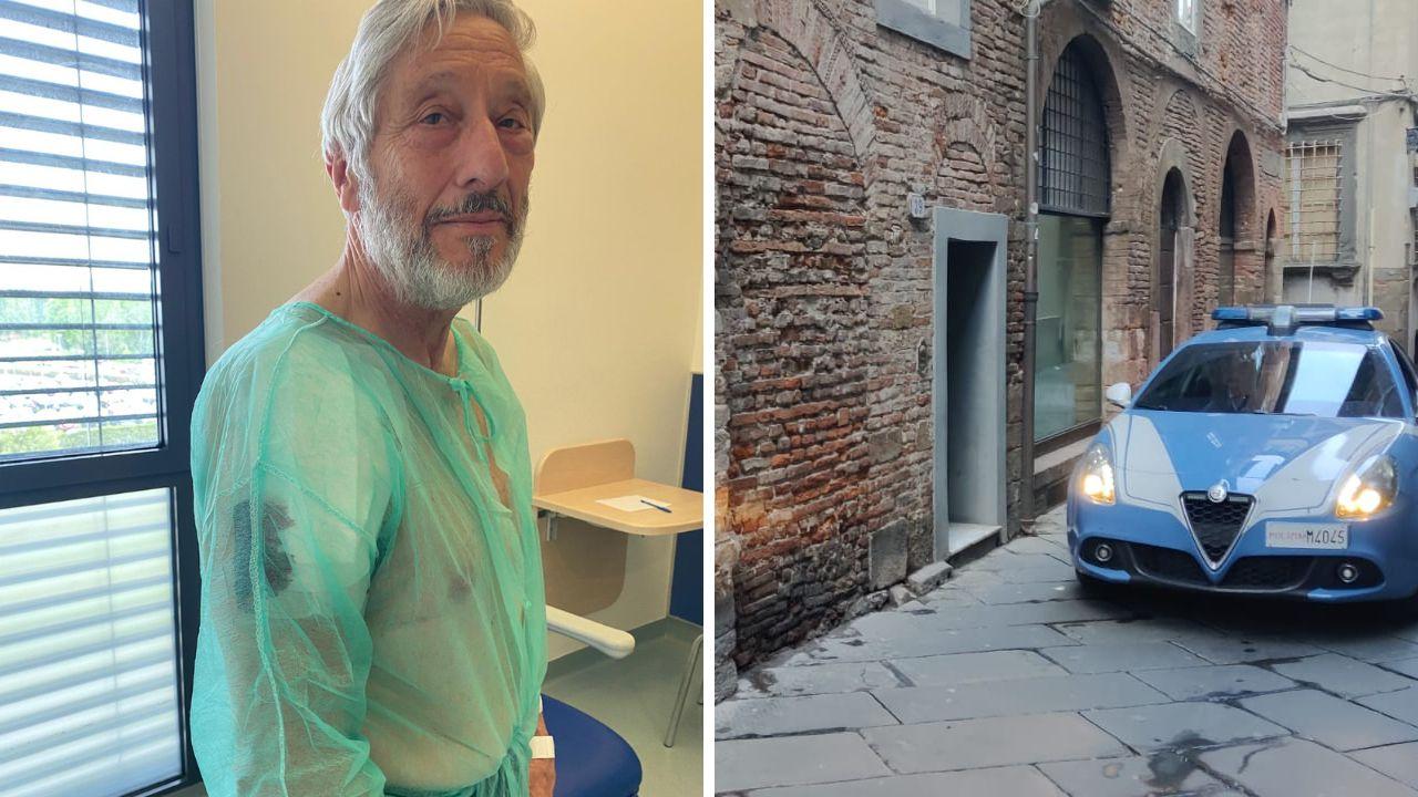 Vito Fruzzetti e la polizia in centro a Lucca