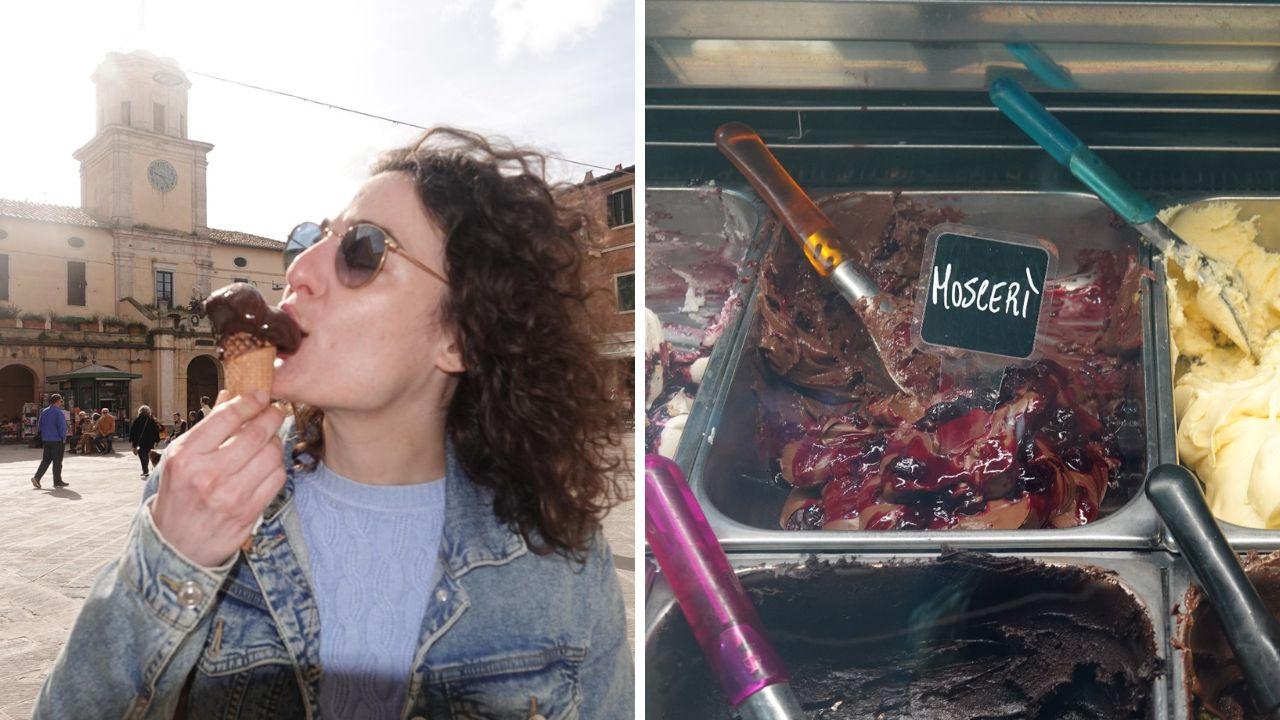 Il gusto e una cliente mentre assaggia il gelato (fotoservizio Enzo Russo)