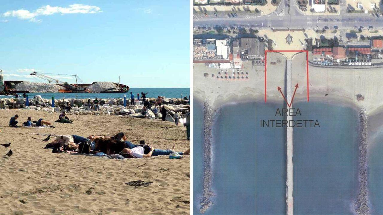 Marina di Massa, un’estate senza spiagge libere. Il pontile è «area di cantiere»