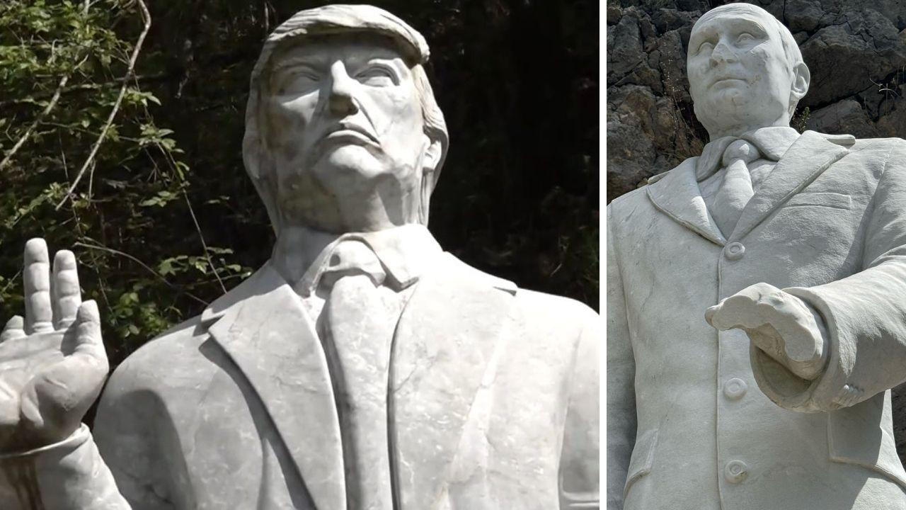 Le due statue vandalizzate