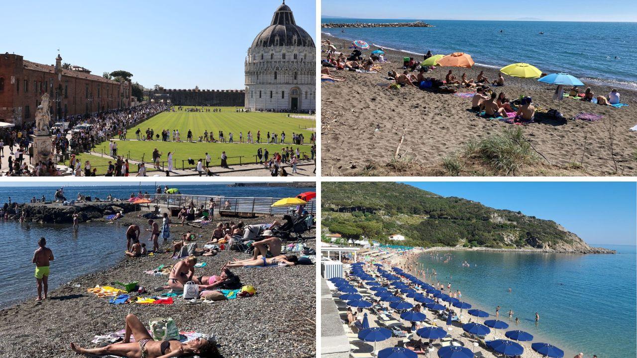 
	Pisa, Livorno e Cecina oggi (fotoservizio Stick) e un'immagine di Cavoli Beach (isola d'Elba)

