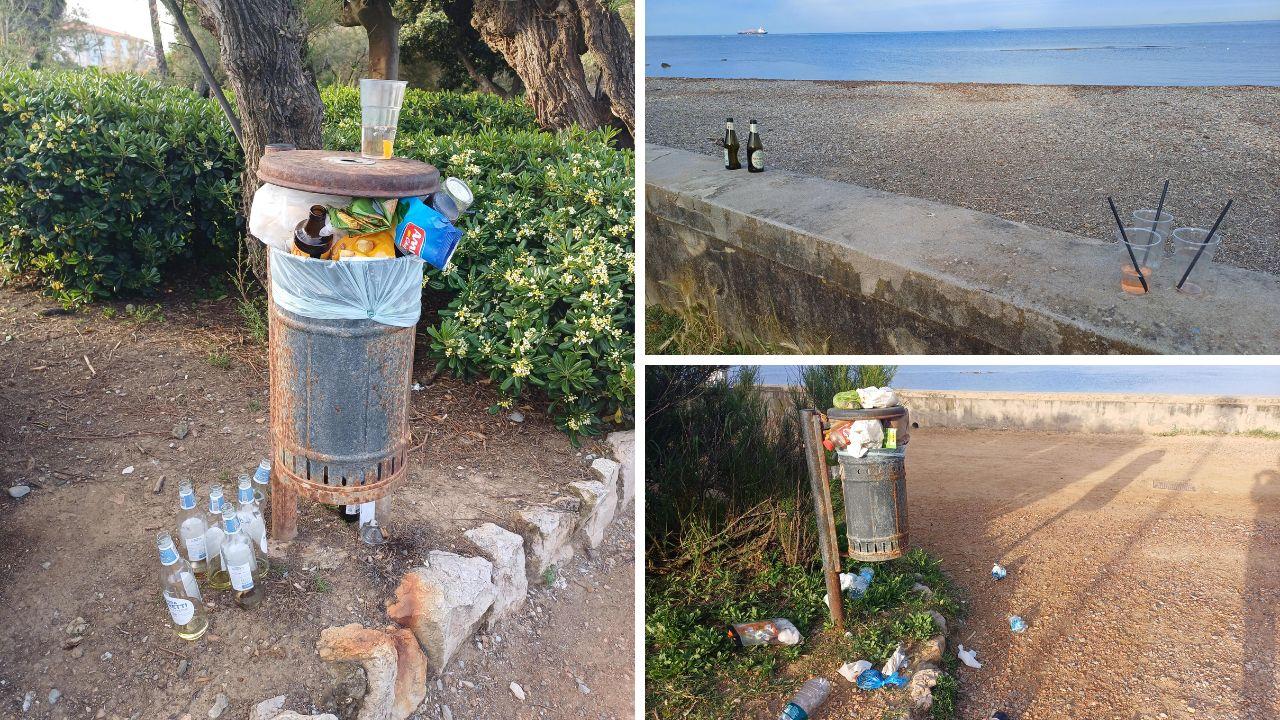 Livorno, il lungomare si sveglia tra bottiglie sulla spalletta e rifiuti in giro