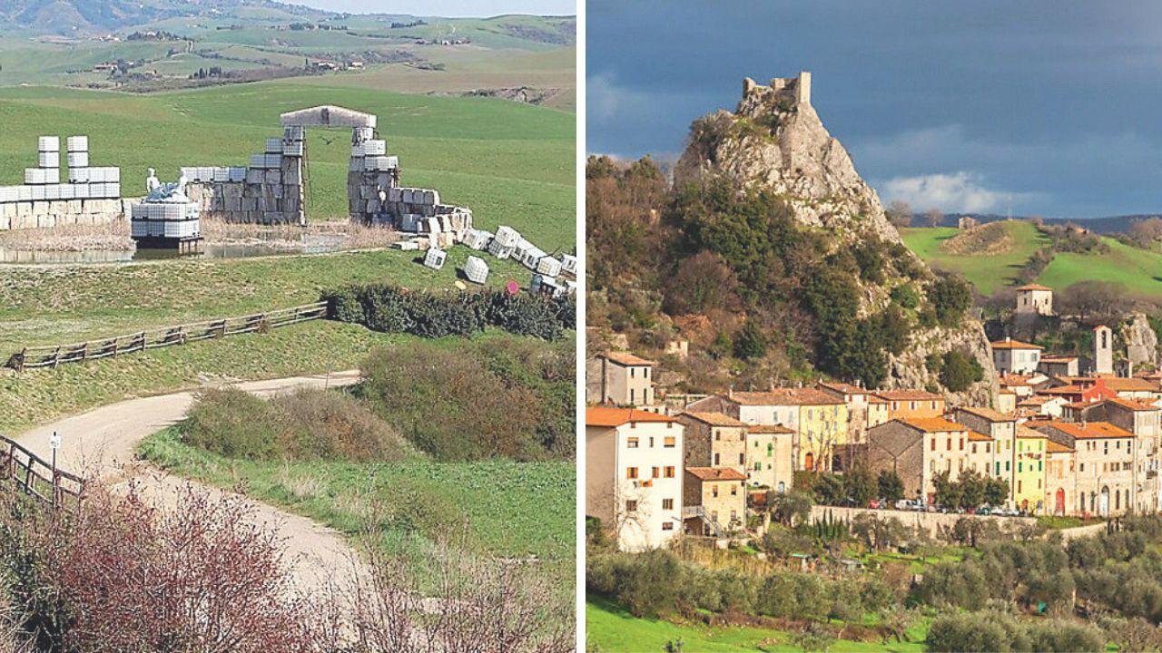 Lajatico e il borgo amiatino (a destra)