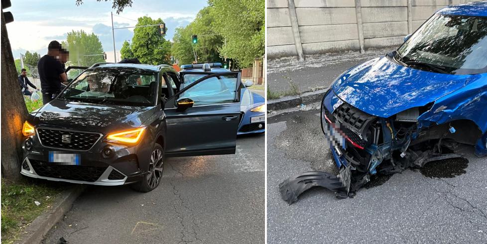 
	Il suv dei fuggitivi e l'altra auto distrutta

