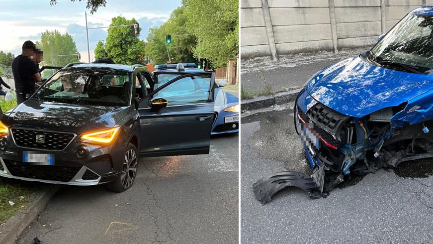 Il suv dei fuggitivi e l'altra auto distrutta