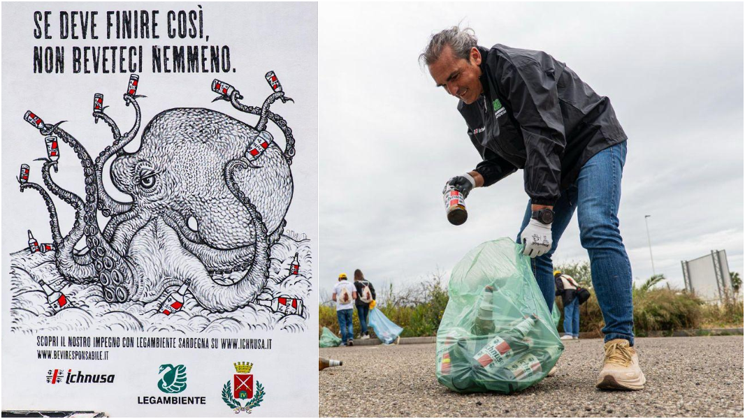 Ichnusa dal sapore green: donazione a Legambiente e murale contro i rifiuti
