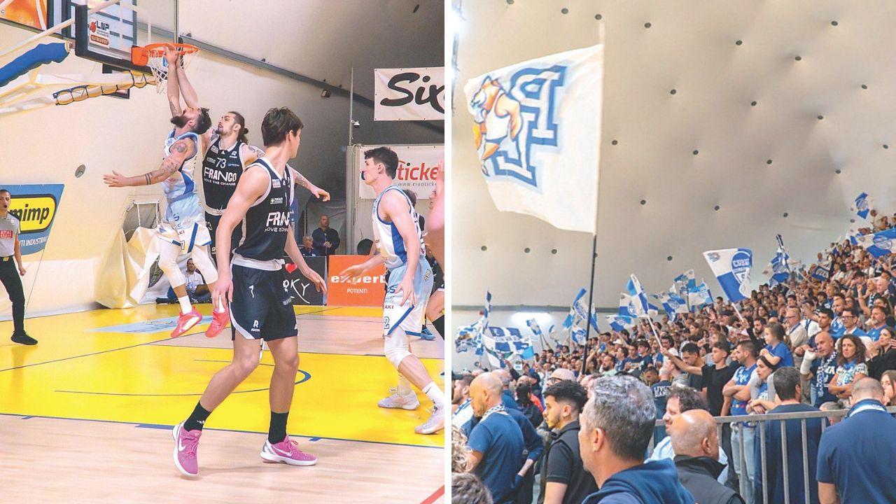 Bonacini al tiro da sotto e uno scorcio del pubblico della PL