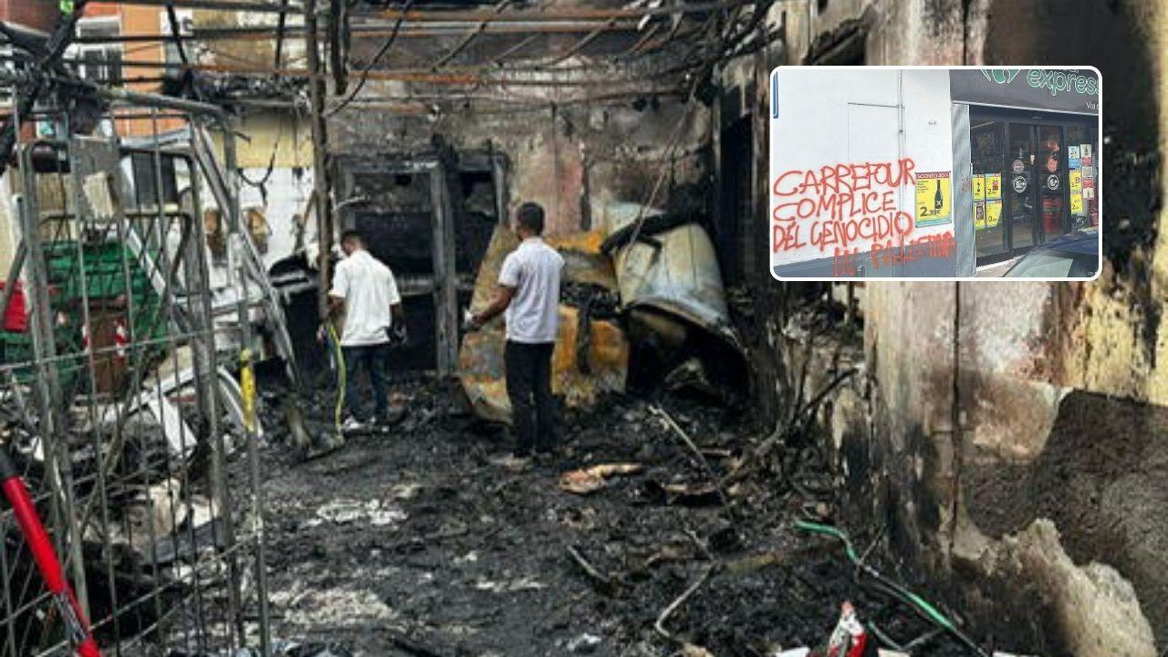 Nelle foto i danni dopo il rogo in via San Michele degli Scalzi e le scritte apparse e subito cancellate in via Francesco da Buti