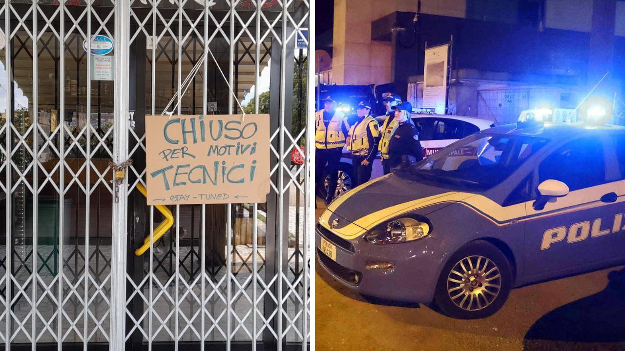 Il cartello fuori dal locale