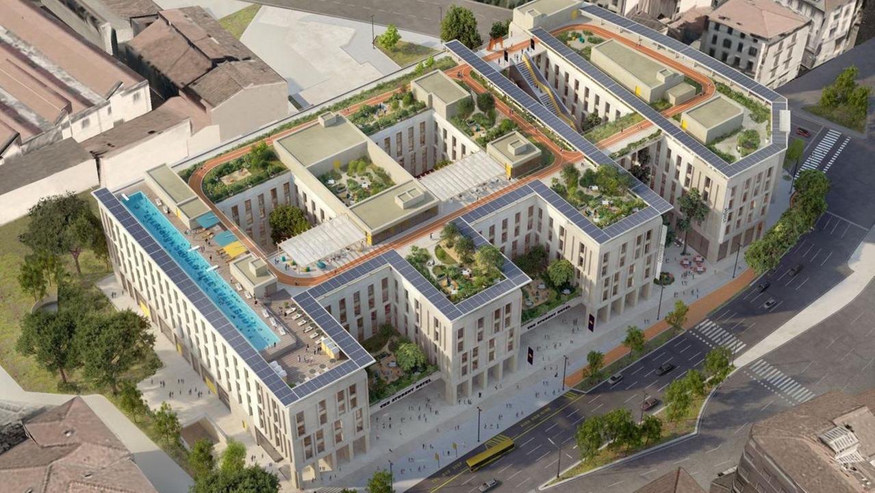 Una veduta aerea del The Social Hub Florence