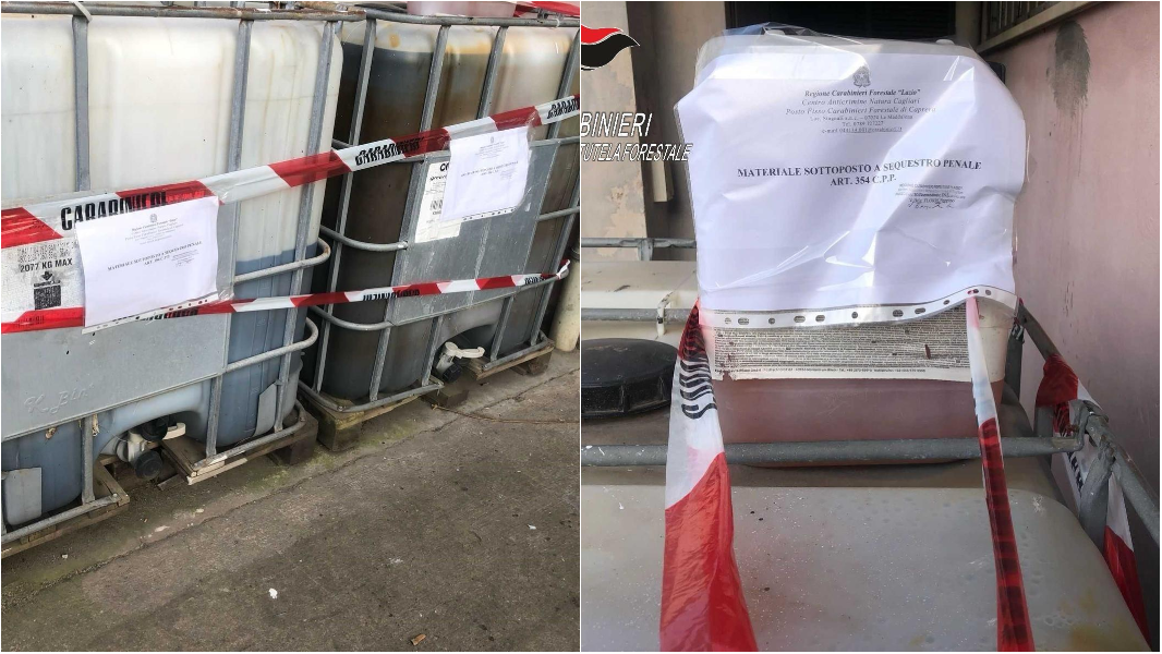 Oli esausti stoccati illegalmente in un cortile condominiale: imprenditore denunciato