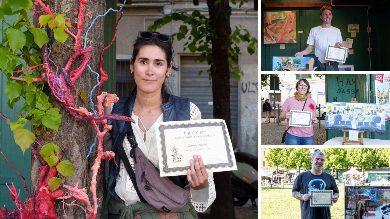 
	A sinistra la vincitrice assoluta Aurora Bresci; in alto a destra gli altri premiati Daniele Mini, sotto Cinzia Mazzoni e Francesco Ninjart Span&ograve;

