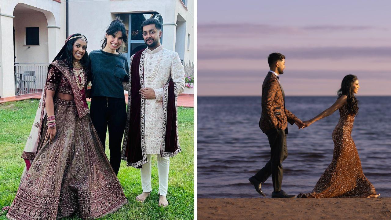 Gli sposi e al centro Alessandra Macii, wedding planner