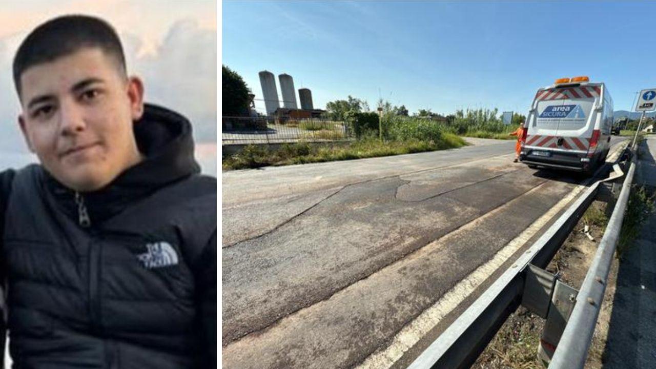 Alessandro Trovatelli e la strada in cui è avvenuto l'incidente