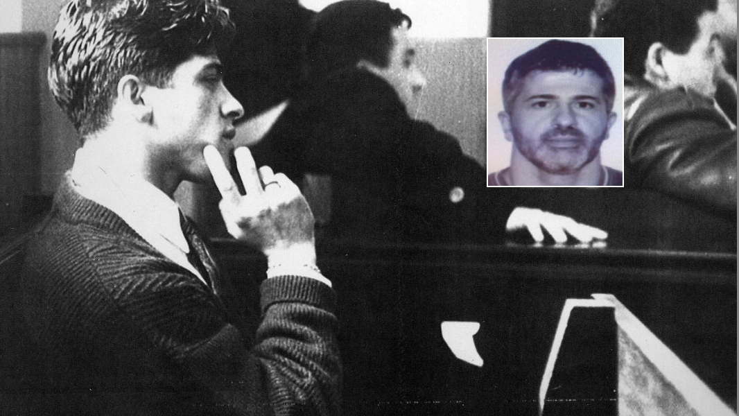 
	Sandro Arzu nel 1993 durante il processo per omicidio, nel riquadro una foto pi&ugrave; recente

