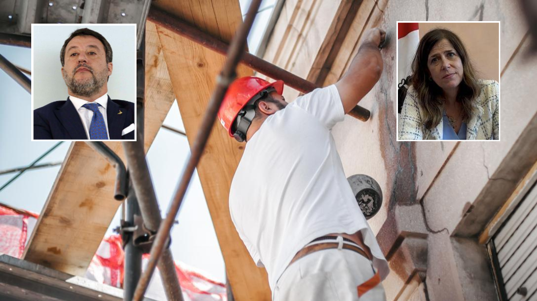 Il ministro Salvini e la presidente Todde