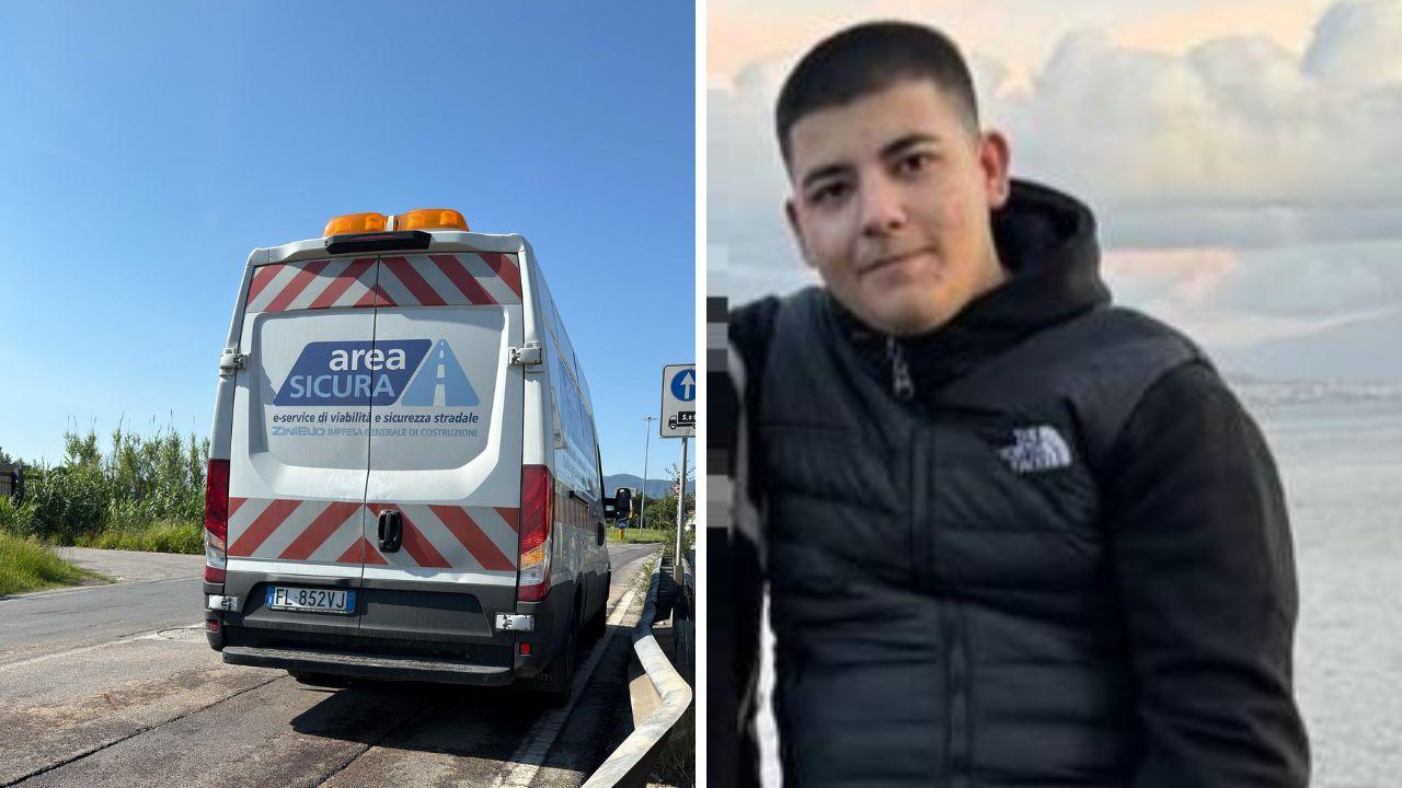 Alessandro e il luogo dell'incidente (foto Nucci)