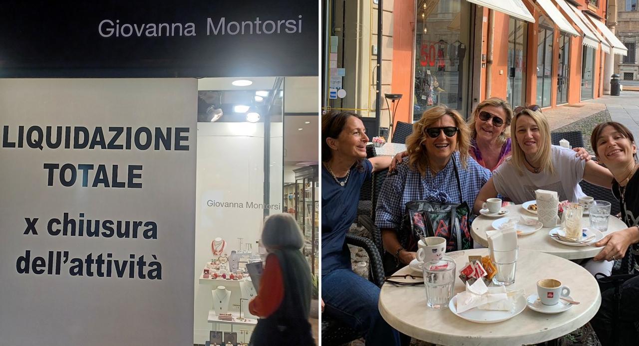 
	La vetrina e Giovanna Montorsi con lo staff della storica boutique

