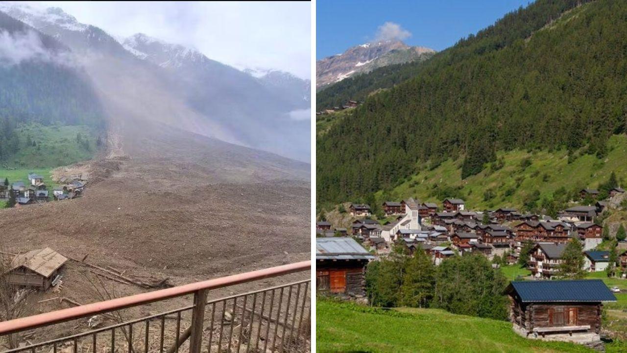 Il paese sommerso e a destra prima del disastro 