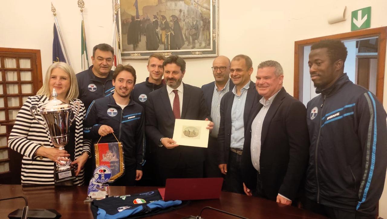 I campioni d’Italia del tennistavolo ricevuti dal sindaco Giuseppe Mascia