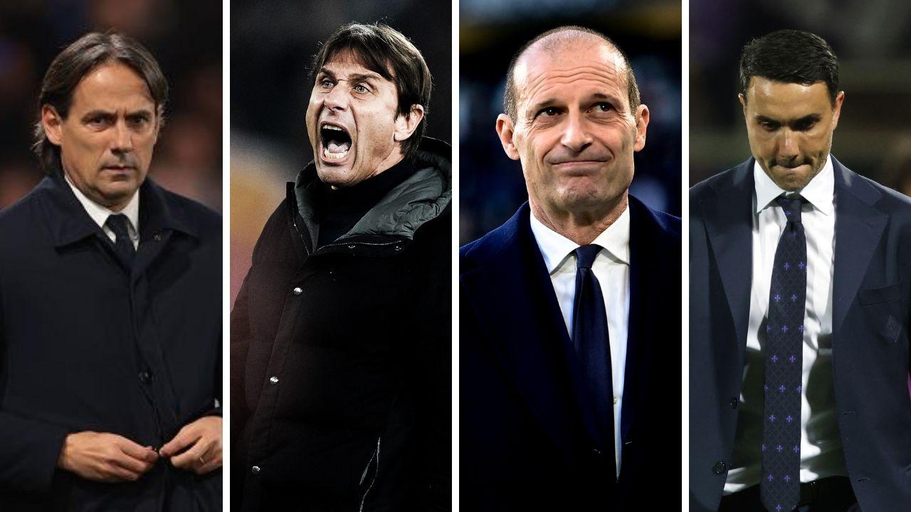 
	Da sinistra: Inzaghi, Conte, Allegri e Palladino

