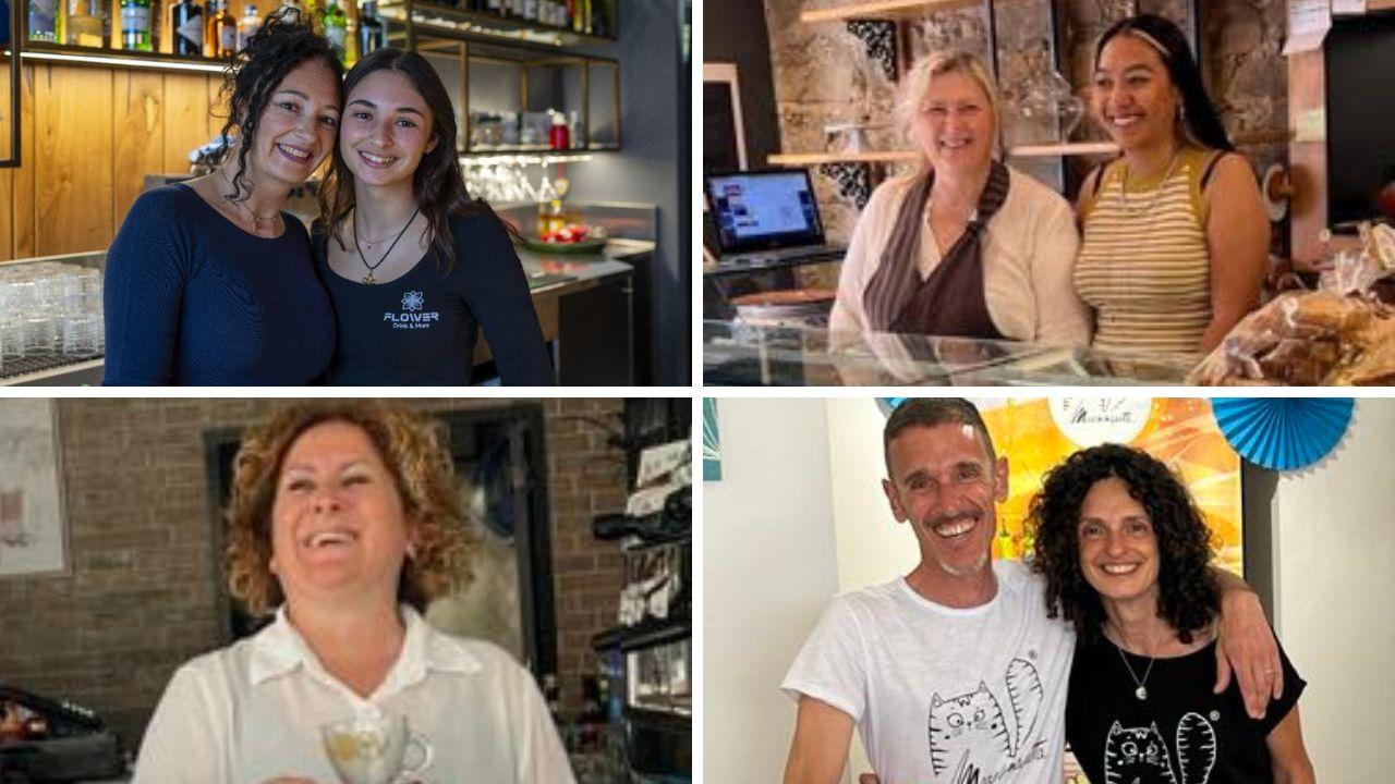 da sx Jessica Trapanese con Marika, Cristina Anselmi con Kanya Eamroaud, Lucia Di Tizio, Patrizia Lorenzini e Gianni Neri