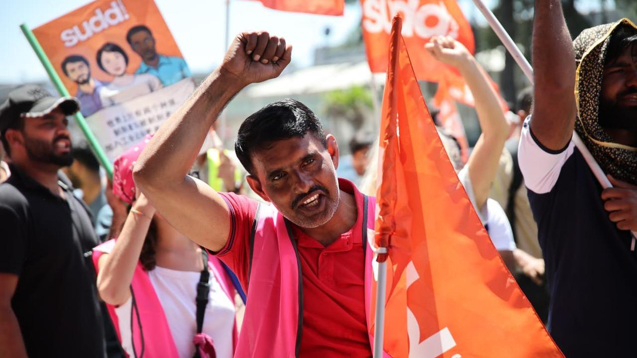 La mobilitazione del Sudd Cobas al Macrolotto (foto Giovanni Tarducci)
