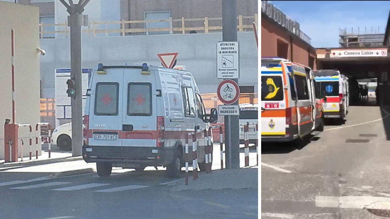 A destra ambulanze in code a Cisanello