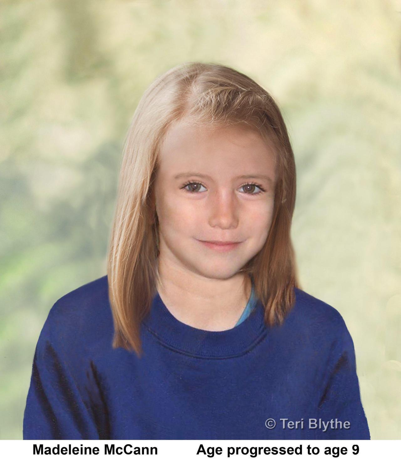 As fresh media reports emerge of new developments in the case of missing Madeleine McCann, Britain's Metropolitan police have released  25 April 2012 this computer-general photo showing how she might look at age 9. A new 35-man task force set up to re-examine the five year riddle claims they now have the 'best opportunity' of finding her. Next week marks the fifth anniversary of Maddie vanishing from her family's holiday flat in Praia da Luz, Portutal. ANSA/HO   EDITORIAL USE ONLY/NO SALES Maddie come potrebbe essere oggi