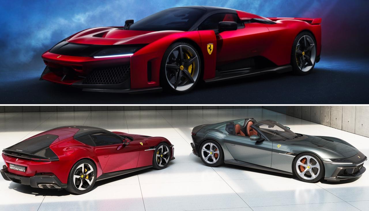 
	La&nbsp;Ferrari&nbsp;F80 e, sotto,&nbsp;12Cilindri e 12Cilindri spider

