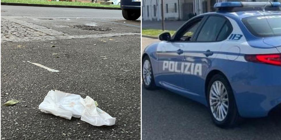
	Ci&ograve; che resta in corso Vittorio Emanuele&nbsp;dopo l'aggressione e i soccorsi

