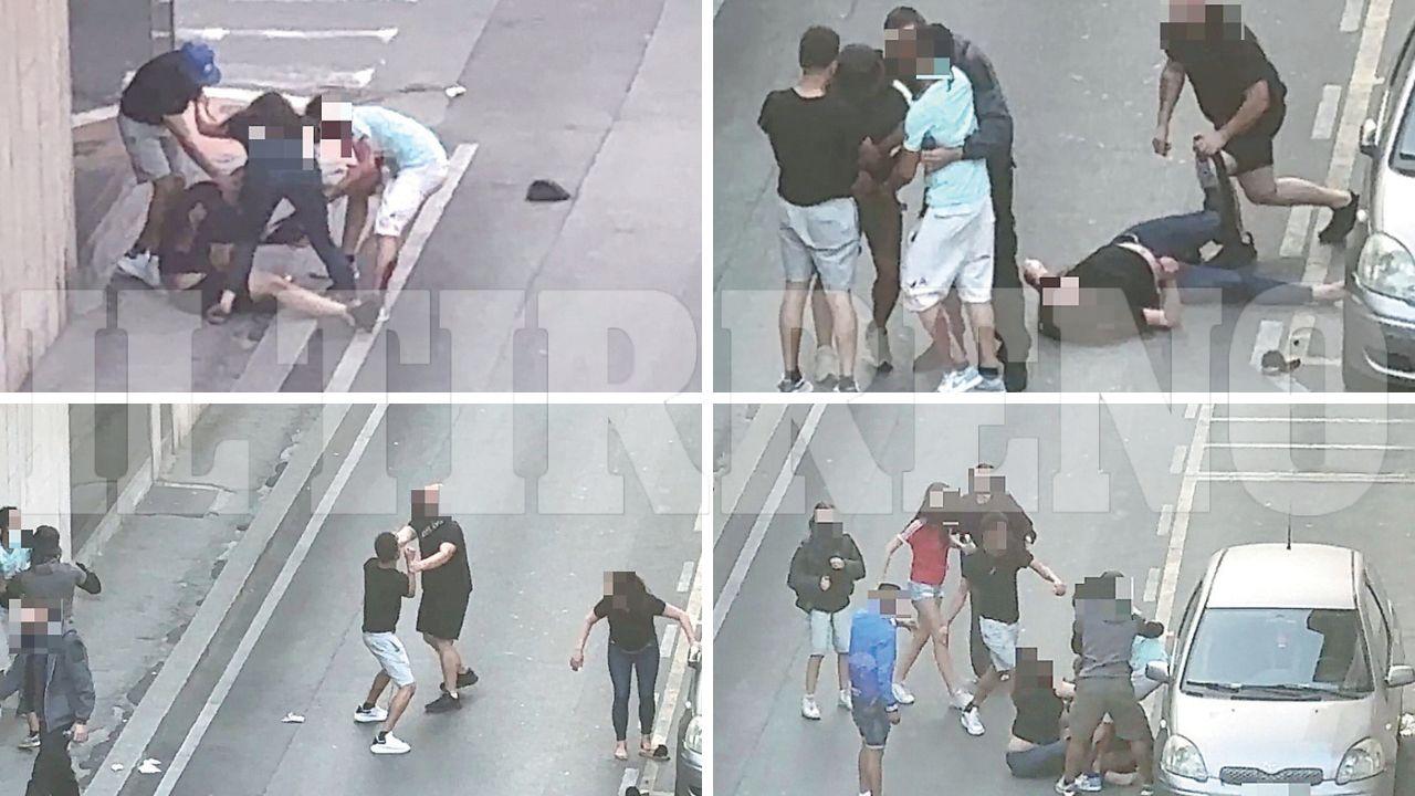 Alcuni momenti della rissa in centro a Montecatini