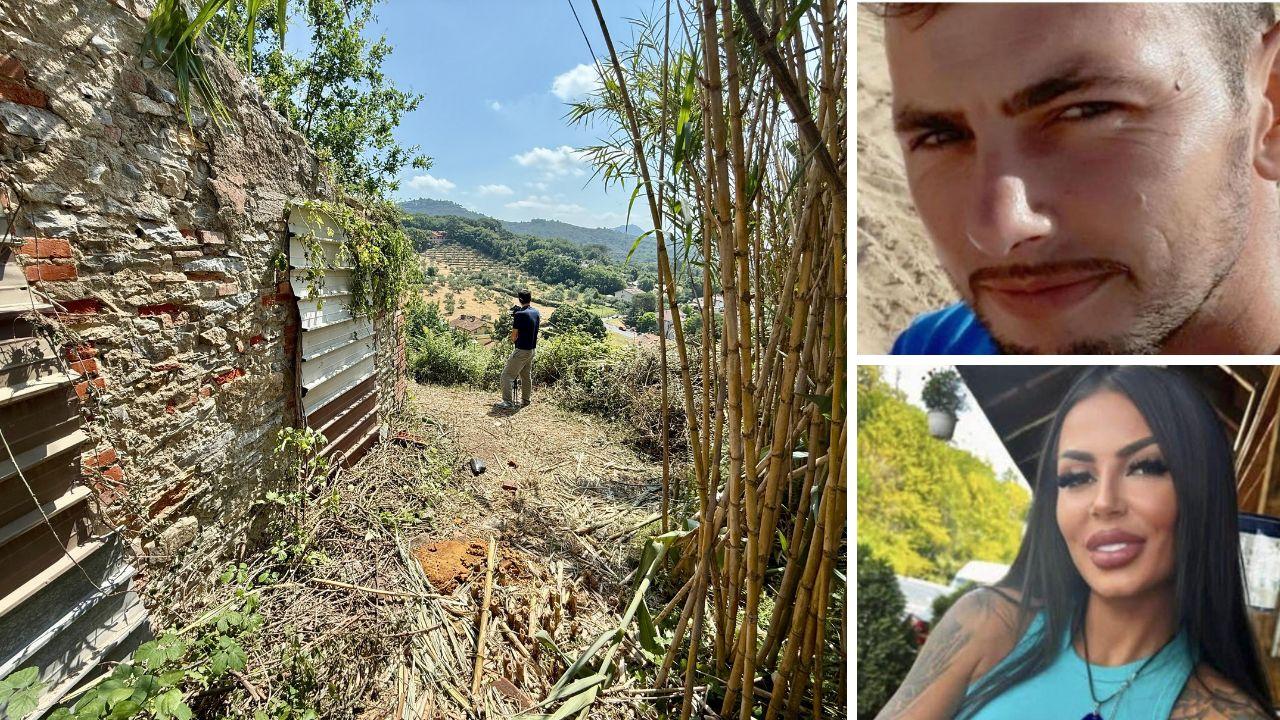 Il casolare alle Panteraie di Montecatini vicino al quale sono stati trovati i resti di Ana Maria Andrei e Maria Denisa Paun (foto Nucci), a dx Vasile Frumuzache e Denisa