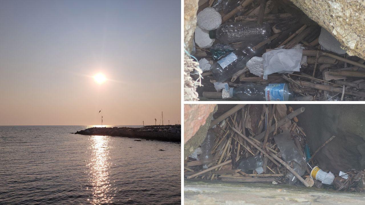 Livorno, Mr Green ai bagnanti di Ardenza: «Non incastrate i rifiuti tra le rocce, poi finiscono in mare»