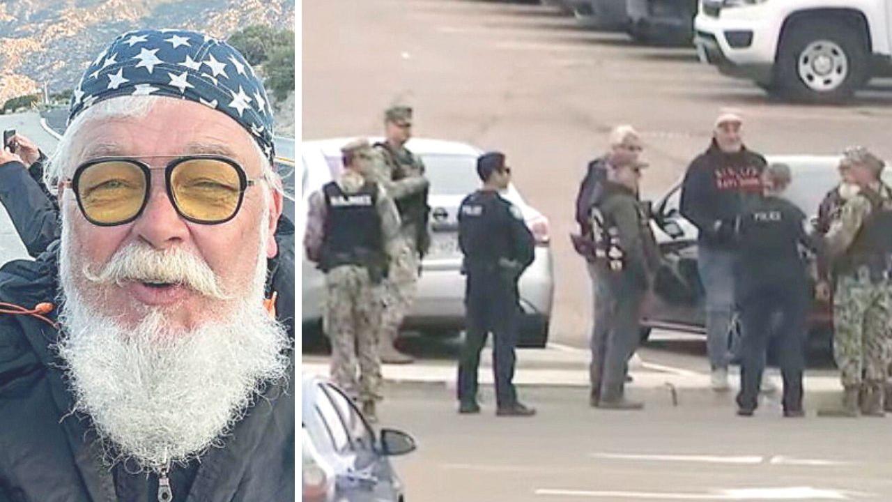 A sx Giuseppe Nocchi, commerciante di Pontedera tra i protagonisti della vacanza con imprevisto, a dx una delle immagini riprese da un video di una tv di San Diego