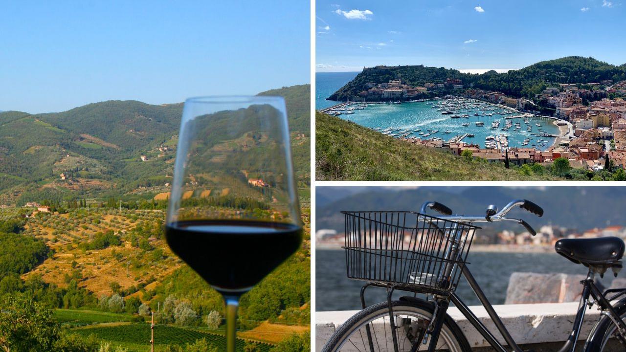 Da sx le colline del Chianti, Porto Ercole e Forte dei Marmi
