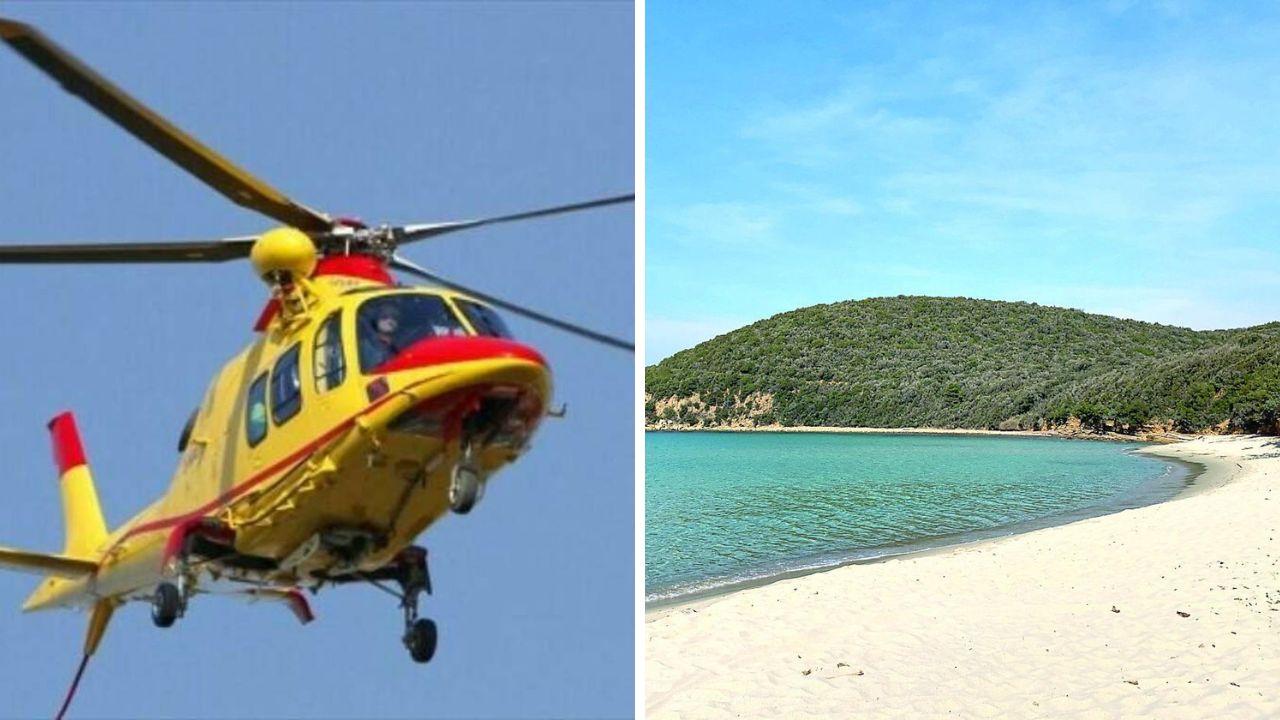 L'elisoccorso e la spiaggia di Cala Violina