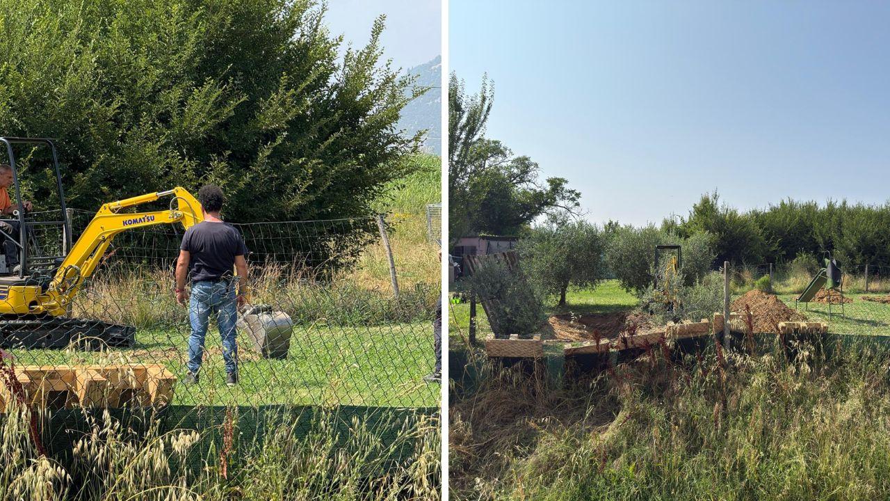 
	La ruspa in azione e gli scavi (foto Nucci / Innocenti)

