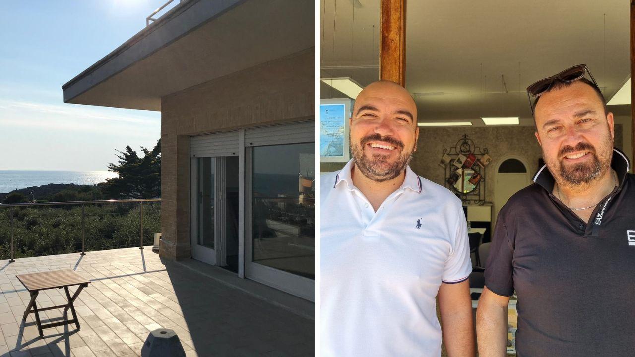 
	Una delle ville in vendita a Castiglioncello, a dx&nbsp;Simone Nardini e&nbsp;il collega Riccardo Purcu

