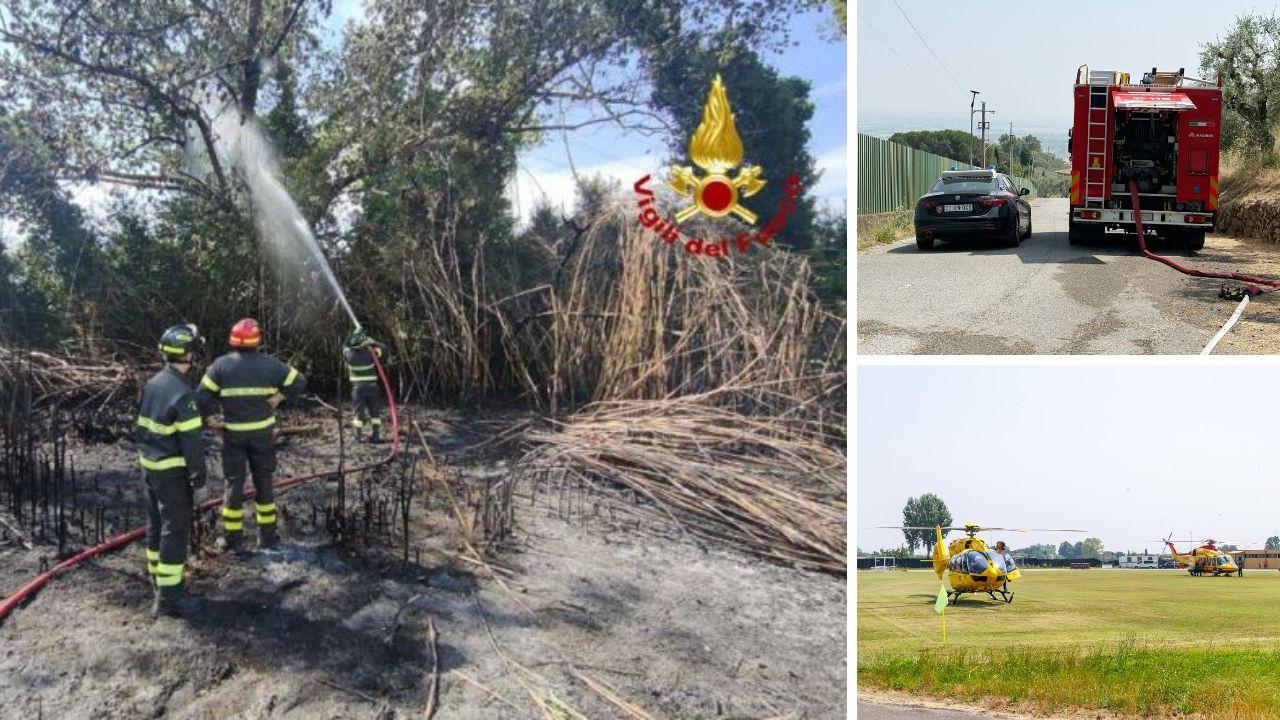 I soccorsi (foto Nucci) e l'intervento dei vigili del fuoco