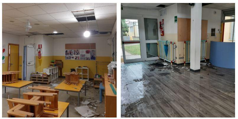 Pioggia record su Casalgrande: danni al nido di Villalunga, esondato il Canale di Reggio