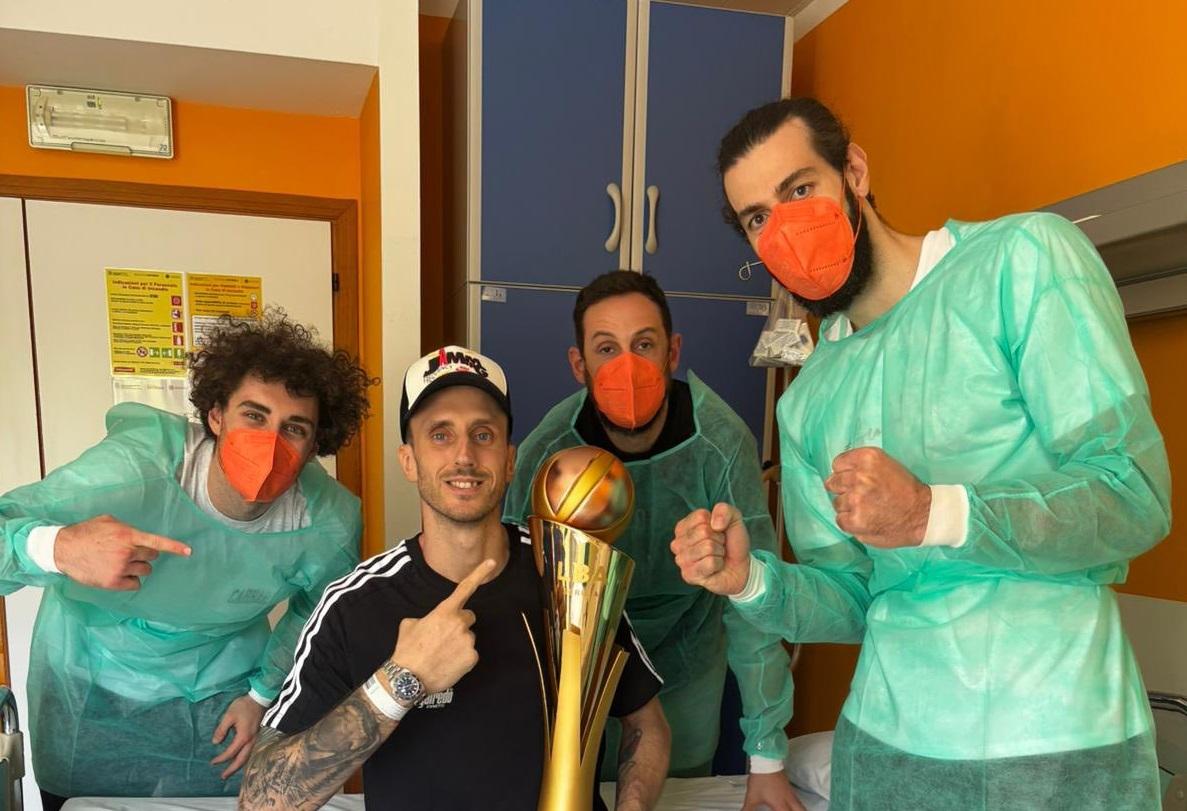 
	Da sinistra&nbsp; <strong>Alessandro Pajola</strong>,<strong> Achille Polonara</strong>, <strong>Marco Belinelli </strong>e <strong>Toko Shengelia</strong> della Virtus Bologna

