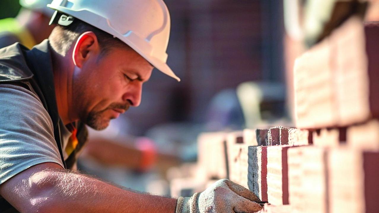 Un operaio edile al lavoro (foto imagoeconomica)