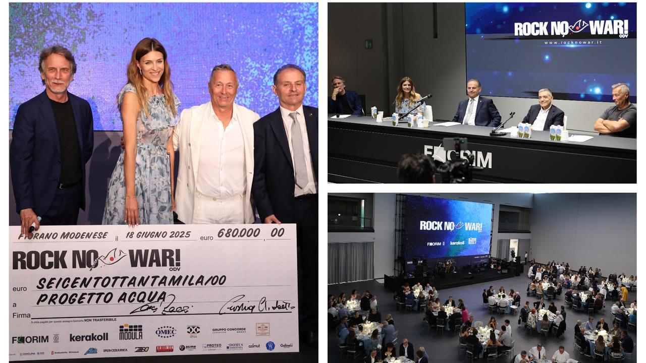 Alcuni momenti della serata di Rock No War alla Florim Gallery